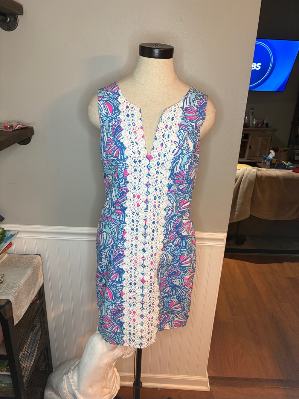 Lilly Pulitzer for Target Blue & Pink Lace-Trim Sleeve Dress
